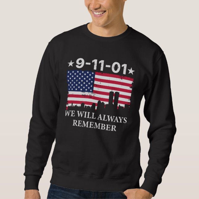 9-11-01 Vi kommer alltid ihåg Lång Ärmad Tröja (Framsida)