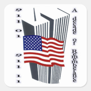 9-11 10th årsdagminne fyrkantigt klistermärke