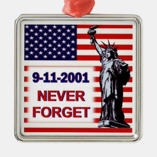 9-11-2001-Glöm aldrig Julgransprydnad Metall