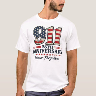 9/11 25-årsjubileum Aldrig Glömt Amerikan T Shirt