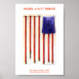 9/11 Amerikansk flaggbrandman inramad tryck