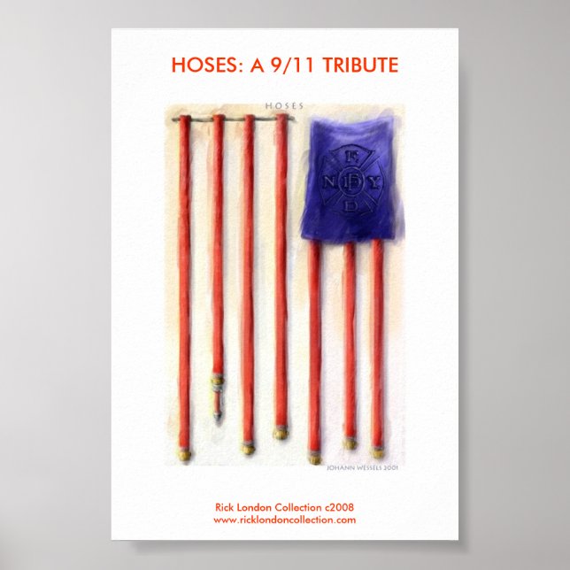 9/11 Amerikansk flaggbrandman inramad tryck (Framsidan)
