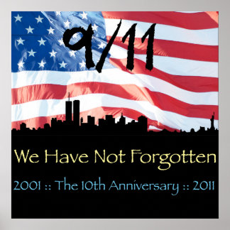 9-11-årsjubileum WTC och Flagga Poster