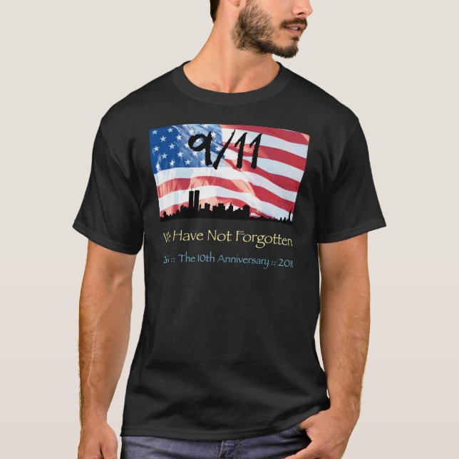 9-11-årsjubileum WTC och Flagga T-shirt (Framsida)