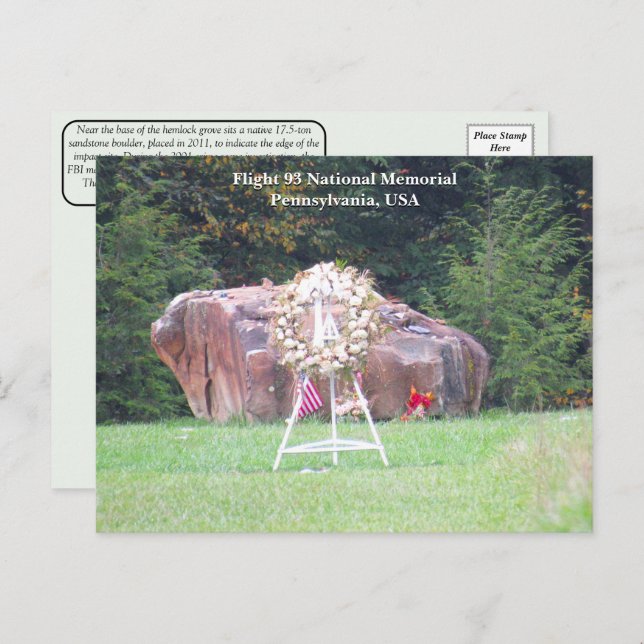 9/11 Flight 93 National Memorial Postcard Helg Vykort (Fram/baksida)