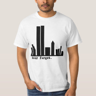 9-11 glöm aldrig NY-horisontTshirts, knäppas Tee