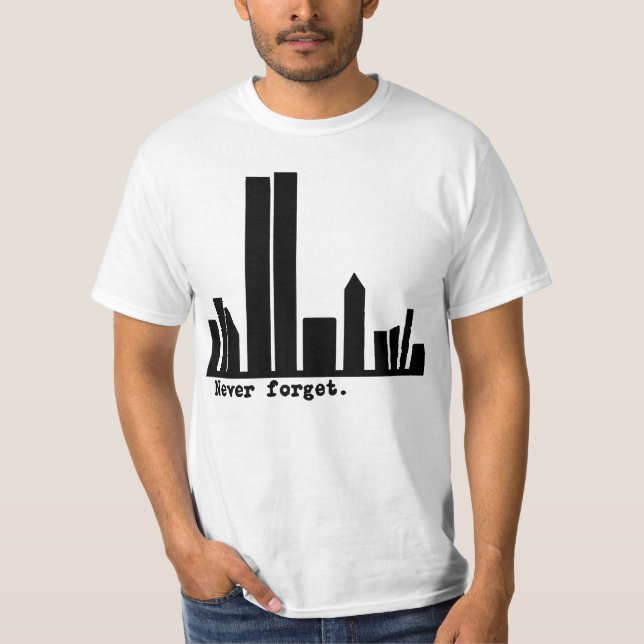 9-11 glöm aldrig NY-horisontTshirts, knäppas Tee (Framsida)