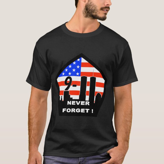 9/11 Glöm aldrig! T Shirt (Framsida)
