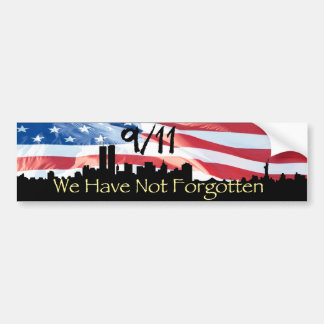 9/11 mindes NY-horisont och vinkaflagga Bildekal