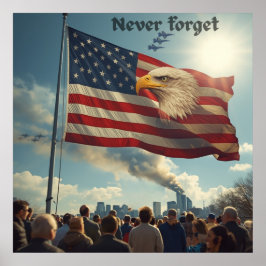 9/11 Minneskonsttryck Glöm Aldrig Poster
