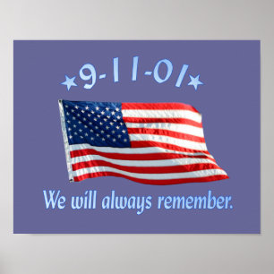 9-11-minnesstund Vi kommer alltid ihåg Poster