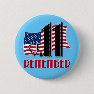 9/11 MINNS med amerikanska flagganTshirts Knapp