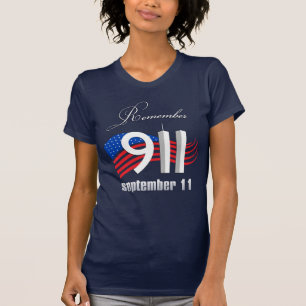 9/11 minns September 11 - den marinblåa tshirten Tee Shirt