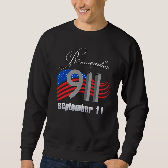 9/11 minns September 11 - manar mörka Tshirts Lång Ärmad Tröja (Framsida)