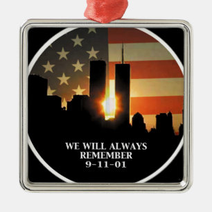 9-11 minns - vi ska glömmer aldrig julgransprydnad metall