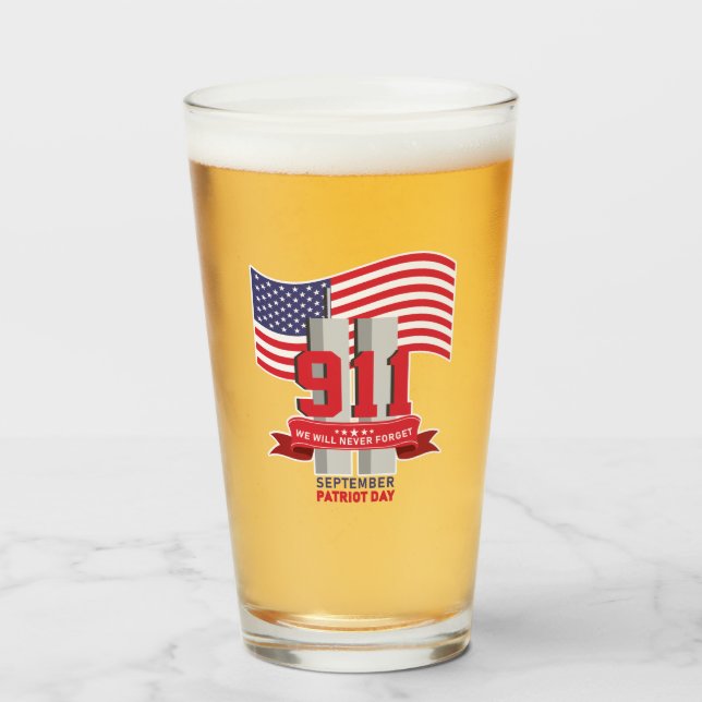 9.11 Patriot Day; glöm aldrig Glaskopp (Framsida fylld)