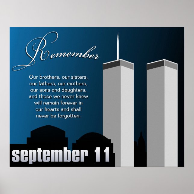 9/11 september 11 - WTC-påminnelse Poster (Framsidan)