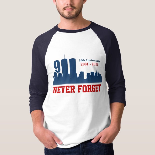 9/11 September 11th - glöm aldrig - RaglanTshirt Tee Shirt (Framsida)