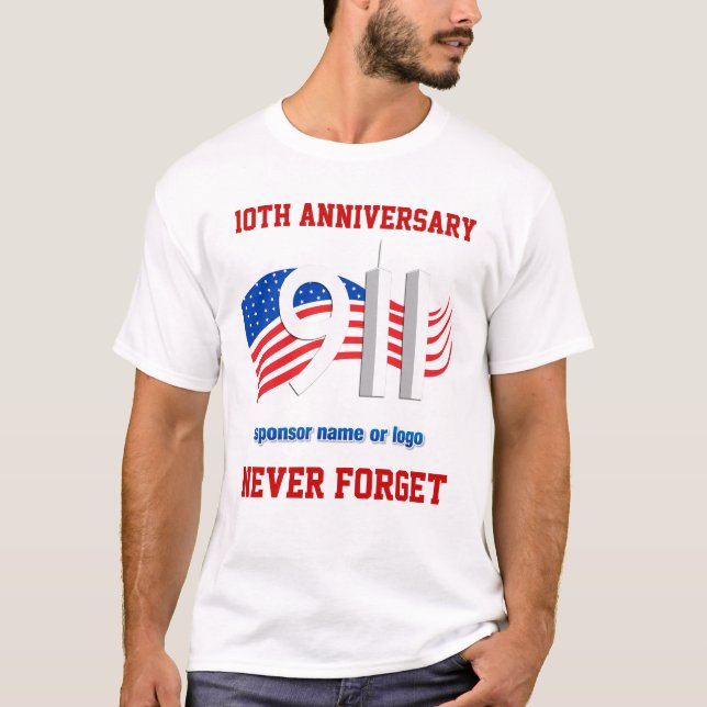 9/11 - September 11th - NY sponsrade Tee Shirt (Framsida)