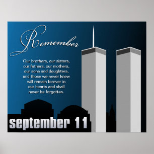 9/11 September 11th - WTC minneaffisch Poster