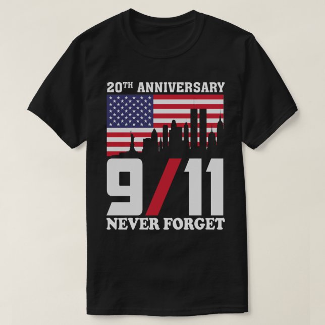 9 11 Tjugoårsjubileum Glöm aldrig T Shirt (Design framsida)