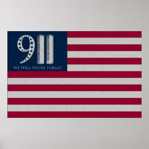 9-11 Vi kommer aldrig att glömma att amerikansk Fl Poster