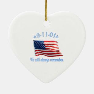 9-11 Vi kommer alltid ihåg Julgransprydnad Keramik