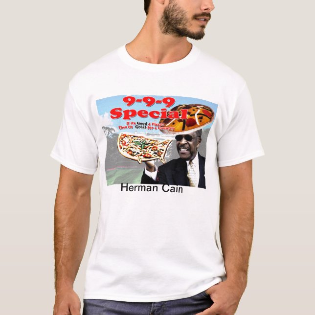 9 9 9 planerar Herman Cain Tee Shirt (Framsida)