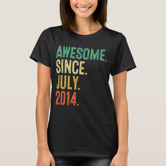 9 Ålder Fantastisk sedan juli 2014 9:e födelsedage T Shirt (Framsida)