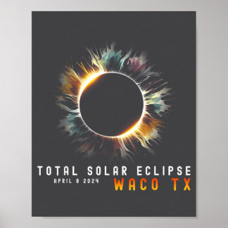 9 april 2024 Eclipse Sol Totalt Waco Tx Eclipse L Poster