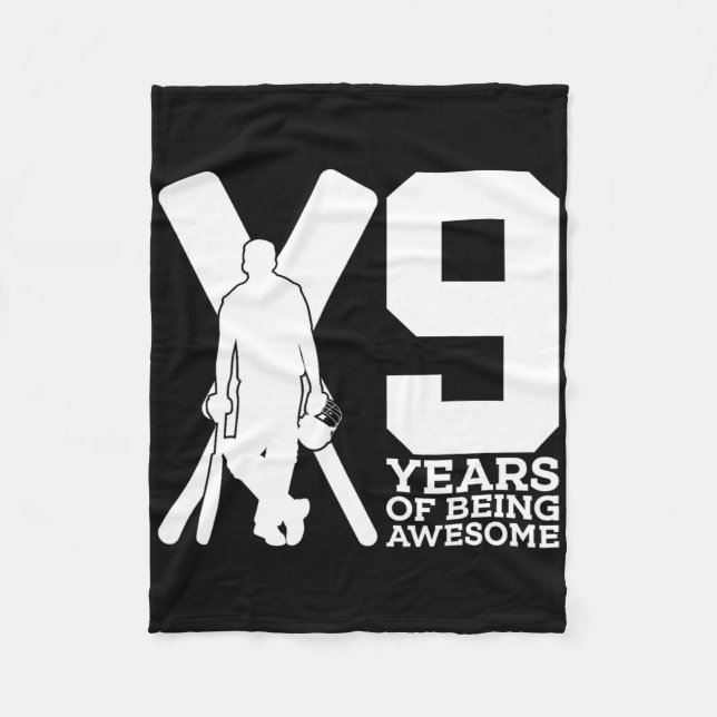 9 år av att vara Awesome Cricket 9-årsdag  Fleecefilt (Framsidan)