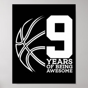 9 ÅR AV FANTASTISK BASKETBALL 9 BIRTHDAG POSTER
