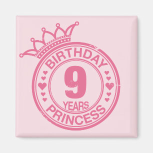 9 år - födelsedagPrincess - rosor Magnet