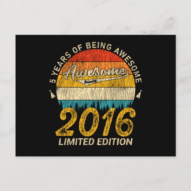 9 År Gammal 2016 Retro Awesome 9-årspresent Vykort (Framsida)