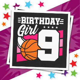 9 år gammal basketboll Party 9:e födelsedagsflicka Pappersservett