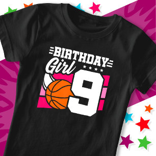 9 år gammal basketboll Party 9:e födelsedagsflicka T Shirt