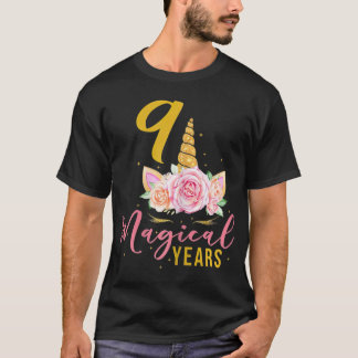 9 år gammal Birthday Girl Gift Unicorn 9 T Shirt