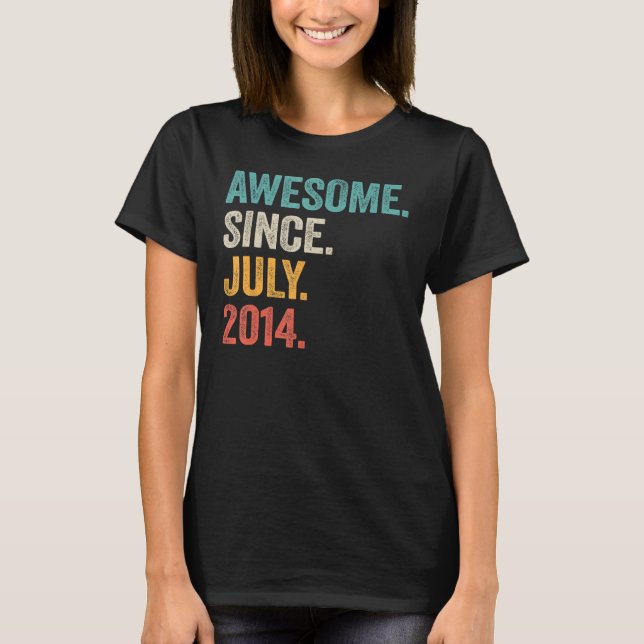 9 år gammal Fantastisk sedan juli 2014 9:e födelse T Shirt (Framsida)