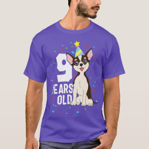 9 år gammal födelsedagsdräkt Chihuahua Hund Party  T Shirt