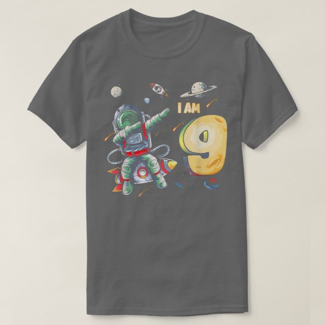 9 år Gammal födelsedagstjocklek Astronaut Rymden 9 T Shirt (Design framsida)