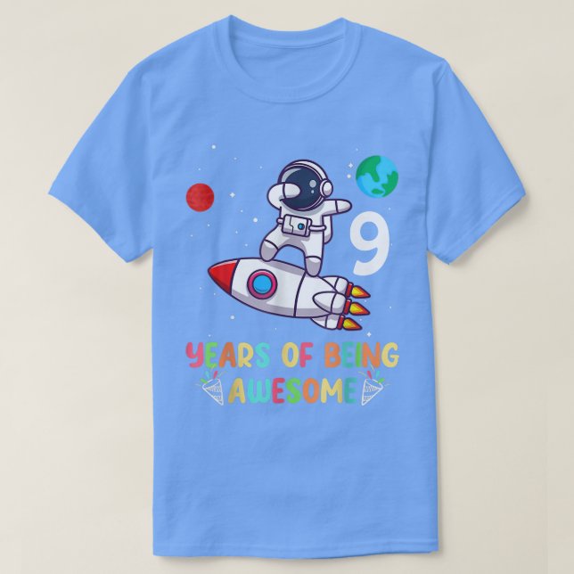 9 år Gammal födelsedagstjocklek Astronaut Rymden 9 T Shirt (Design framsida)