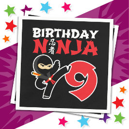 9 år gammal Karate Ninja Party Kids 9:e födelsedag Pappersservett