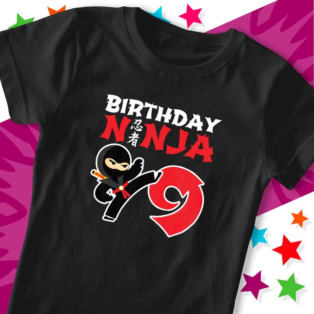 9 år gammal Karate Ninja Party Kids 9:e födelsedag T Shirt (Skapare uppladdad)