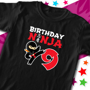 9 år gammal Karate Ninja Party Kids 9:e födelsedag T Shirt