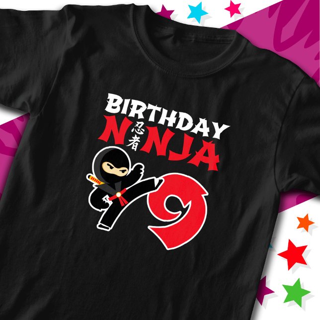 9 år gammal Karate Ninja Party Kids 9:e födelsedag T Shirt (Skapare uppladdad)