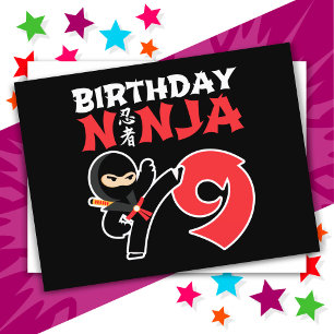 9 år gammal Karate Ninja Party Kids 9:e födelsedag Vykort