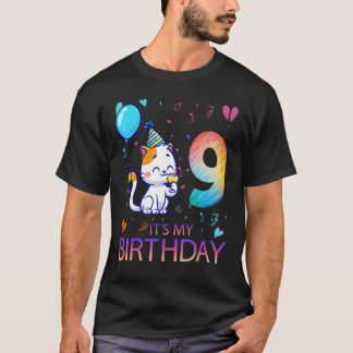 9 år gammal katt söta presenter 9:e födelsedag poj t shirt