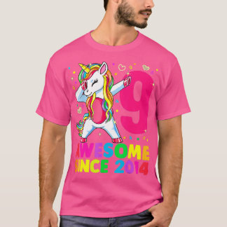 9 år gammal Unicorn Dabbing 9:e födelsedagsflickan T Shirt