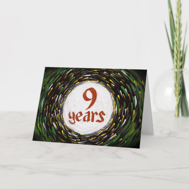 9 år nykterhetfödelsedag-/årsdagkort kort (Framsida)
