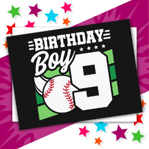9-årig basebollfesttema 9-årsdag pojke vykort